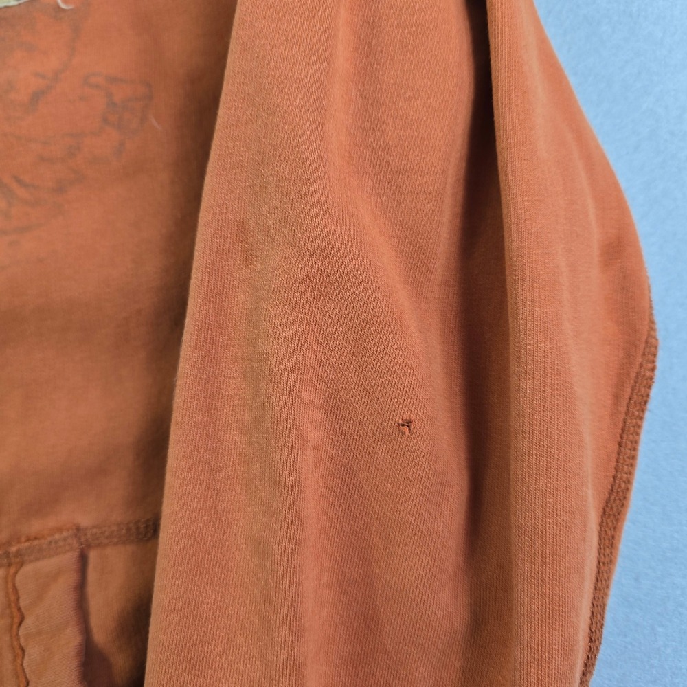 Vintage Y2K Fit American Eagle Hoodie Men Medium Orange Full Zip Distressed Hobo - Picture 3 of 16